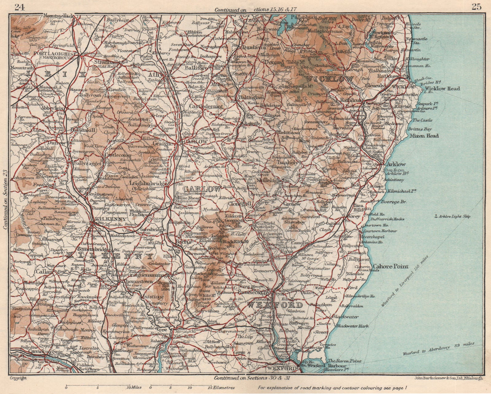 LEINSTER. Wexford Carlow Kilkenny Wicklow Leix/Laois. Vintage map. Ireland 1949